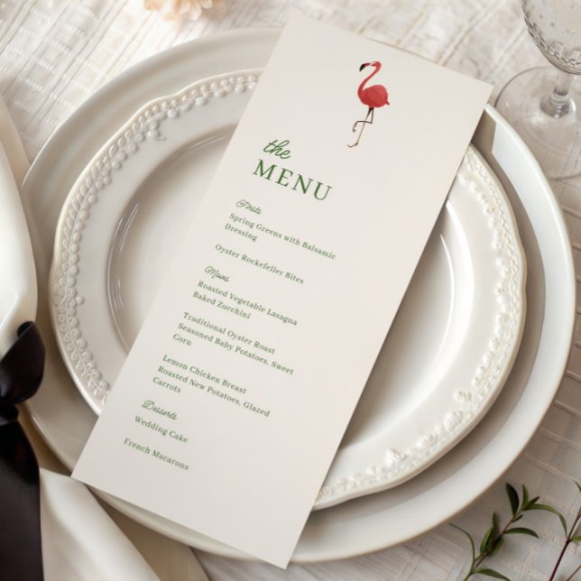 Menu Pink Flamingo Tropics Coastal Wedding Dinner (Criador carregado)