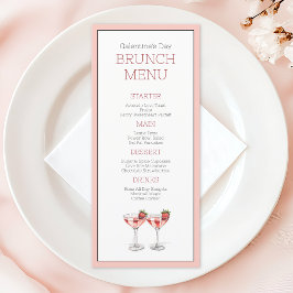Menu Pink Girly Cocktail Galentine's Day Brunch Party