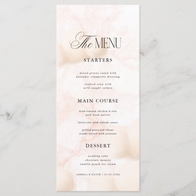 Menu Pink Marble Cloud Nine Baby Shower Bridal Shower (Frente)