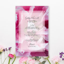 Menu Pink Peony Flower Weding