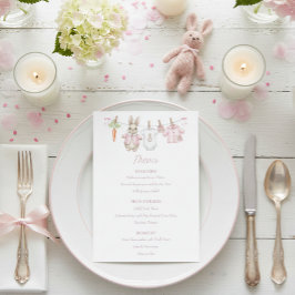 Menu Pink Peter the Rabbit Clothesline Baby Shower