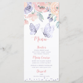 Menu Pink Purple Floral Butterfly Girl Baby Shower