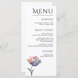 Menu Pink Purple Tulip Elegant Floral Wedding