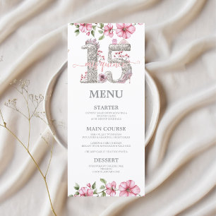 Menu Pink Silver Mis Quince Quinceanera