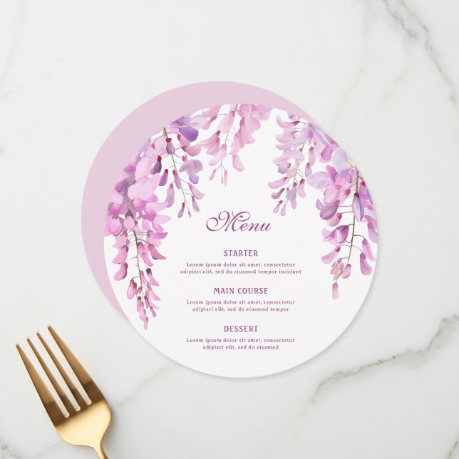Menu Pink Wisteria Round (Frente/Verso In Situ)