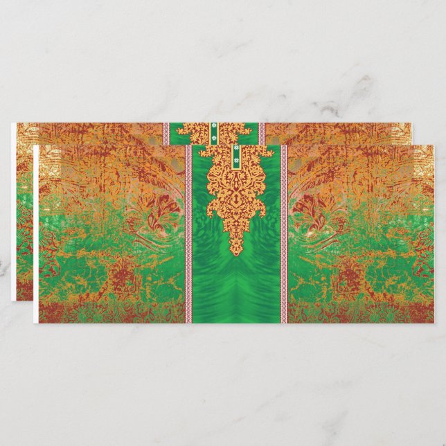 Menu pintura de um campo verde com uma borda laranja (Frente/Verso)