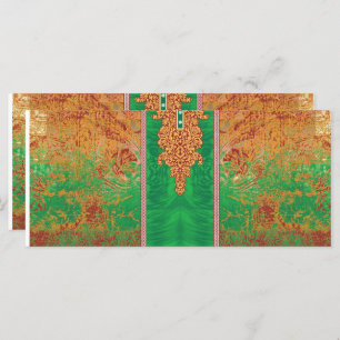 Menu pintura de um campo verde com uma borda laranja