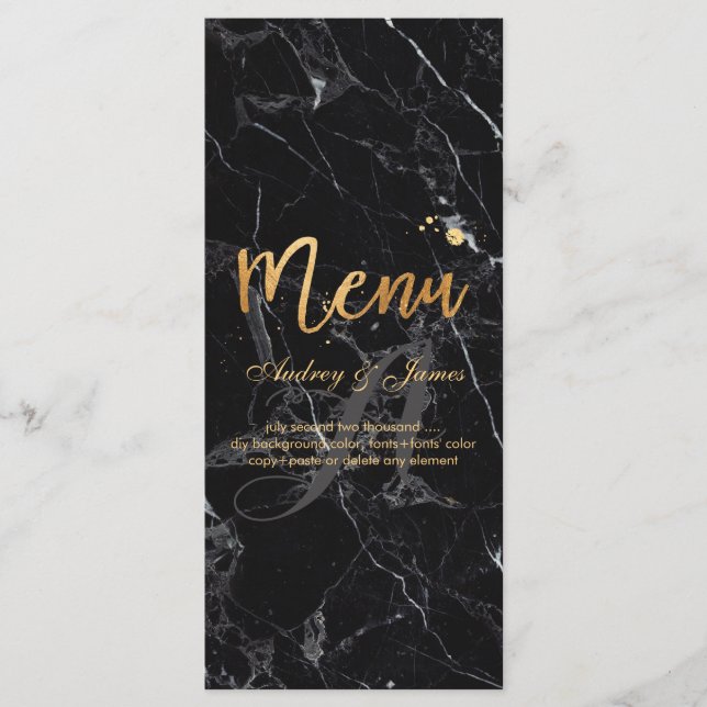 Menu PixDezines Black Marble/Shine Menu/Faux Dourado (Frente)