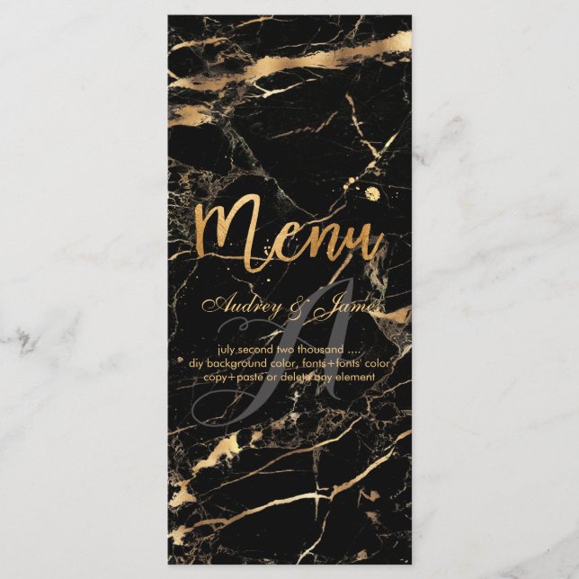 Menu PixDezines Black Marble/Shine Menu/Faux Dourado (Frente)