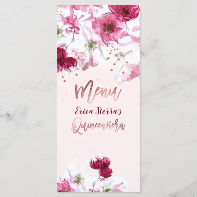 Menu PixDezines Cherry Blossoms Quinceanera (Frente)