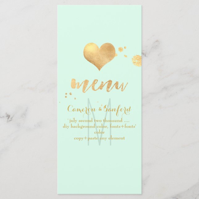 Menu PixDezines DIY Color/Faux Dourado Heart (Frente)