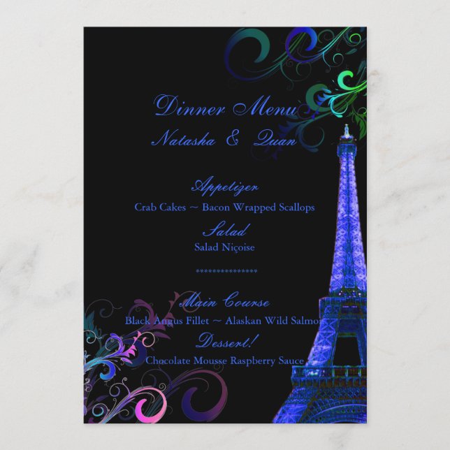 Menu PixDezines la tour eiffel/paris/Neon Lights (Frente)