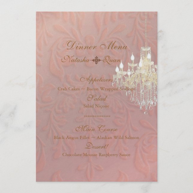 Menu PixDezines Lustre + Damask/rosa champanhe (Frente)