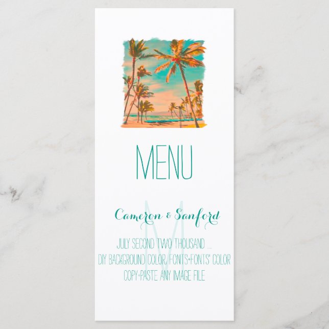 Menu PixDezines vintage hawaii Beach/teal (Frente)