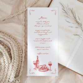 Menu Pizza Funky Vinho Manuscrito Ilustrado