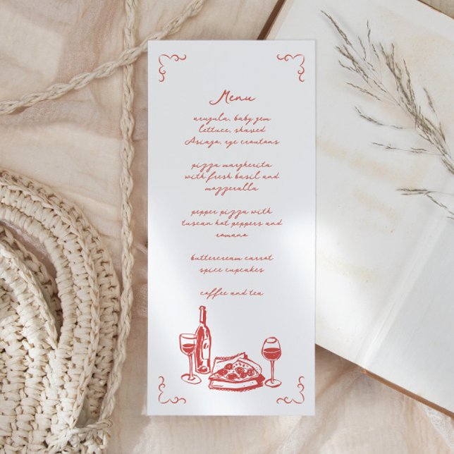 Menu Pizza Funky Vinho Manuscrito Ilustrado (Criador carregado)