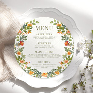 Menu Placa cor de laranja verde-poeirento, cor de laran