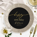 Menu Placa de inserção do carregador preto Dourado feli<br><div class="desc">Procurando um cartão de carregador de caligrafia simples e na moda? Não olhe mais! Eu ofereço um serviço de personalização complementar,  portanto,  sinta-se à vontade para me contactar com quaisquer perguntas ou requisitos especiais.</div>