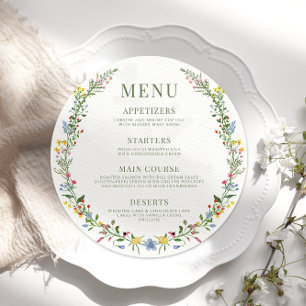 Menu Placa de Placa de Flor Selvagem de Prados