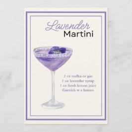 Menu Placa de recebimento Martini de Lavanda editável