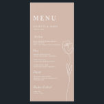 Menu Placa de Rosa de Linha Whimsical<br><div class="desc">Projetada para coordenar com a nossa Coleção de Rosa de Linha Whimsical, esta placa de menu personalizável que corresponde apresenta um desenho de linha de um rosa com letras clássicas em fundo cor de latte rosa. Para personalização mais avançada deste design, por exemplo, alteração do layout, da fonte ou do...</div>