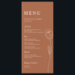 Menu Placa de Rosa de Linha Whimsical<br><div class="desc">Projetada para coordenar com a nossa Coleção de Rosa de Linha Cutânea, esta placa de menu personalizável que corresponde apresenta um desenho de linha de um rosa com letras clássicas sobre fundo de cor terracota. Para personalização mais avançada deste design, por exemplo, alteração do layout, da fonte ou do tamanho...</div>
