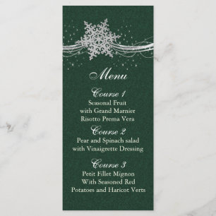Menu placas de Casamento no inverno Silver Snowflakes