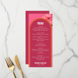 Menu Plana de Casamento Floral Cor-de-Rosa Moderno