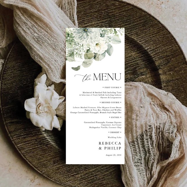 Menu Plana Dusty Sage Green Wedding (Criador carregado)