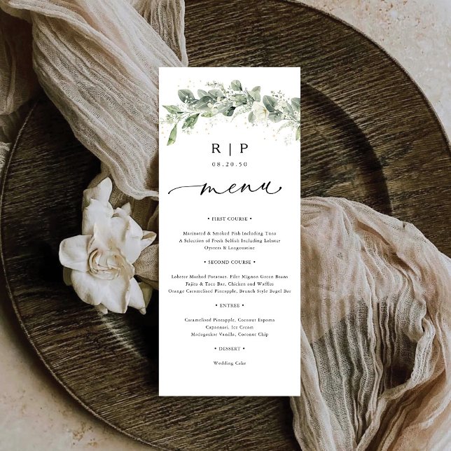 Menu Plana Dusty Sage Green Wedding (Criador carregado)
