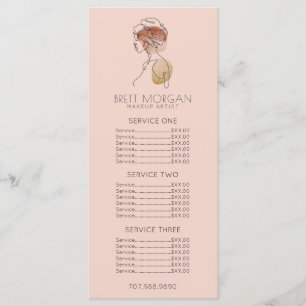 Menu Plana Preço do Artista de Maquiagem Cor-de-Ro