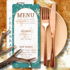 Menu Plano Boho Ranch Turquoise Wedding