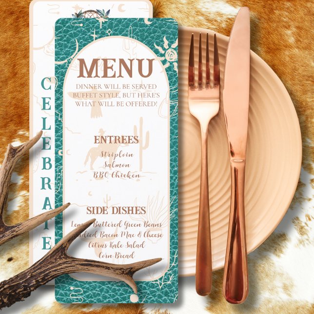 Menu Plano Boho Ranch Turquoise Wedding (Criador carregado)