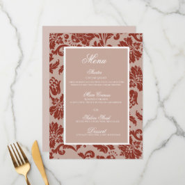Menu plano casamento tema damasco de ferrugem de c