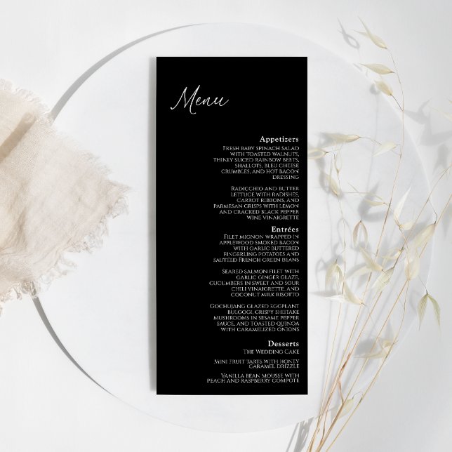 Menu Plano Clássico de Casamento Negra Moderno (Criador carregado)