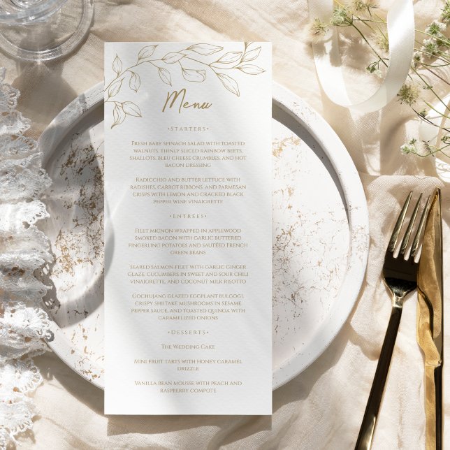 Menu Plano Clássico de Casamento Verde Dourado (Criador carregado)