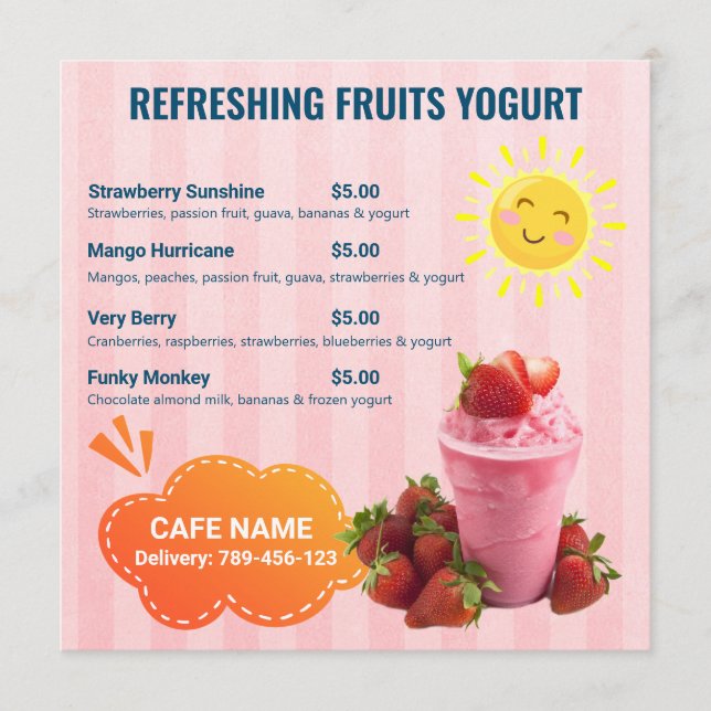 Menu Plano de Bebidas do Yogurt do Fruta (Frente)