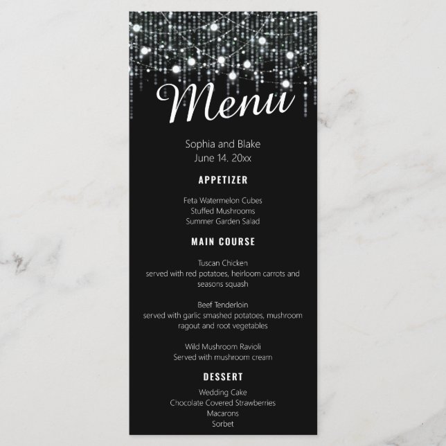 Menu plano de casamento das luzes de bloqueio pret (Frente)