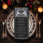 Menu Plano de Casamento de Espada Real Silver Lion<br><div class="desc">Celebre seu dia especial com esta design de Casamento Real Medieval do Leão. A prata representada nesta design não é uma folha de alumínio real. Você pode personalizar isso ainda mais clicando no botão "PERSONALIZAR".</div>