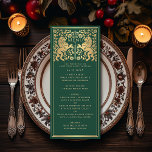 Menu Plano de Casamento de Espada Real Verde Lion<br><div class="desc">Celebre seu dia especial com esta design de Casamento Real Medieval do Leão. Dourado apresentado nesta design não é folha de alumínio real. Você pode personalizar isso ainda mais clicando no botão "PERSONALIZAR".</div>