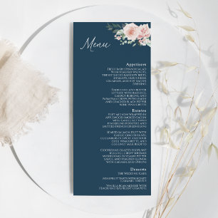 Menu Plano de Casamento do Marinho Floral Blush