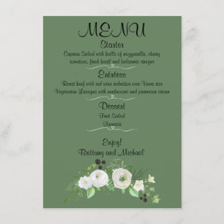 Menu plano de casamento elegante