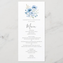 Menu Plano de Casamento Floral Azul Elegante