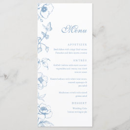 Menu Plano de Casamento Floral Azul Elegante