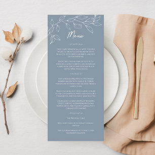 Menu Plano de Casamento Mínimo de Folha Dusty Blue