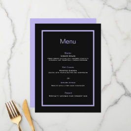 Menu plano de casamento preto e lavanda