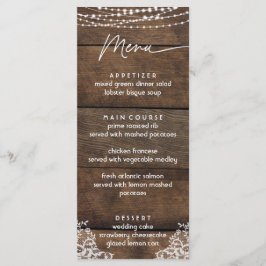 Menu Plano de Casamento Rustic Wood and Lace Count