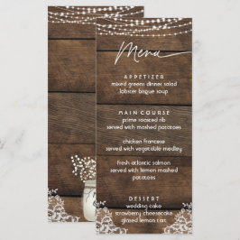 Menu Plano de Casamento Rustic Wood and Lace Count