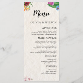 Menu Plano de Casamento Tropical Watercolor