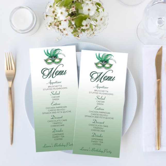 Menu plano de Festa de aniversário verde (Criador carregado)